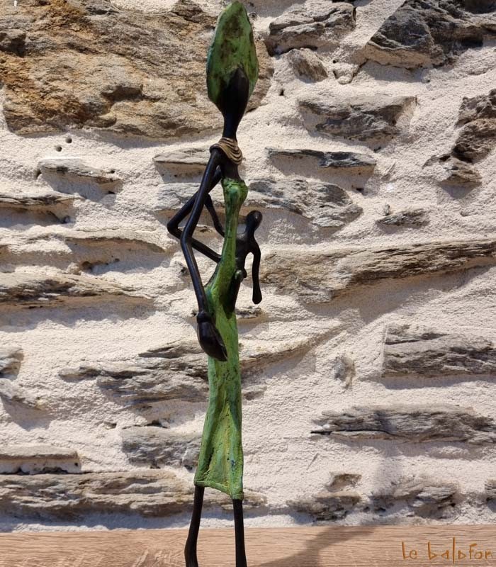 Statuette bronze africaine 38 cm "Mademoiselle"