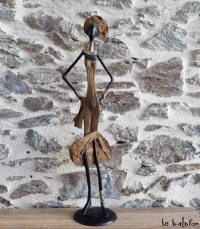 Statuette femme africaine en bronze 55 cm